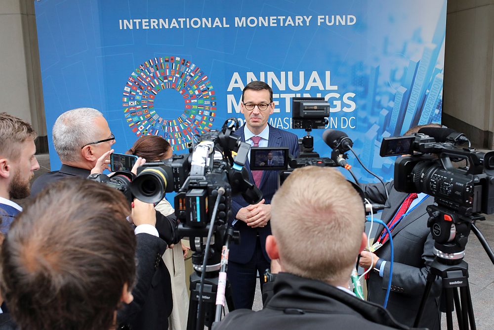 Wicepremier Mateusz Morawiecki podczas sesji MFW i BŚ