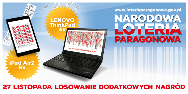 Grafika informująca o nagrodach dodatkowego losowania Narodowej Loterii Paragonowej.