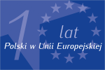 Grafika z napisem 10 lat w UE, cyfra zero złożona z 12 gwiazd unijnych