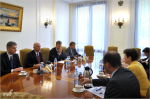 Minister Paweł Szałamacha ze swoim współpracownikami podczas spotkania wiceprzewodniczącą ds. budżetu i zasobów ludzkich Komisji Europejskiej Kristaliną Georgievą