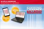 Grafika promująca Narodową Loterię Paragonową w tym napis 29 lipca Losowanie dodatkowych nagród! Na grafice widoczny jest laptop i  iPad.