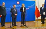 Minister T. Czerwińska, minister M. Banaś, minister P. Cybulski i minister P. Walczak podczas konferencji nt. Krajowej Administracji Skarbowej