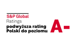 Grafika z napisem S&P Global Ratings podwyższa rating Polski do poziomu A-