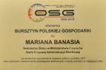 Tabliczka pamiątkowa z napisem Statuetka Bursztyn Polskiej Gospodarki dla Mariana Banasia